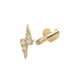 Nordahl Jewellery - PIERCE52 Labret-Ohrring mit Blitz 14kt. Gold 314 014BR5